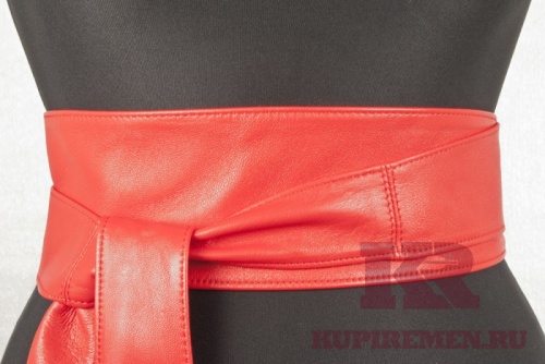 Красный широкий кожаный кушак (11 см) - kupiremen.ru