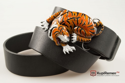 Кожаный ремень с пряжкой "Тигр" 3D - kupiremen.ru