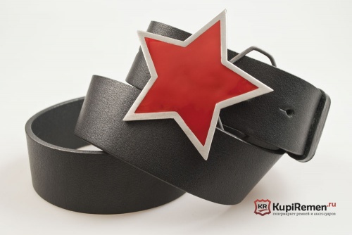 Кожаный ремень с пряжкой "STAR" (Звезда) - kupiremen.ru