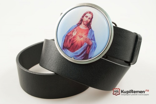 Кожаный ремень с пряжкой "Иисус Христос" - kupiremen.ru