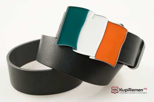 Кожаный ремень с пряжкой "FLAG - IRISH" (Ирландский флаг) - kupiremen.ru