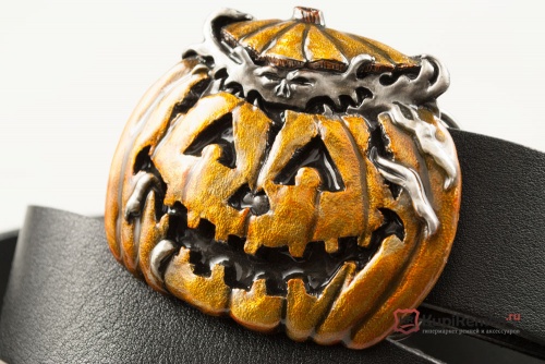 Кожаный ремень с пряжкой "Helloween" 3D - kupiremen.ru