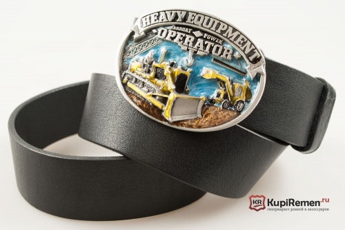 Кожаный ремень с пряжкой "HEAVY EQUIPMENT OPERATOR" (оператор тяжелого оборудования) - kupiremen.ru
