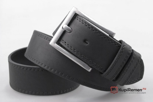 Мужской ремень большого размера ZiG BAND из натуральной кожи с прошивкой - kupiremen.ru
