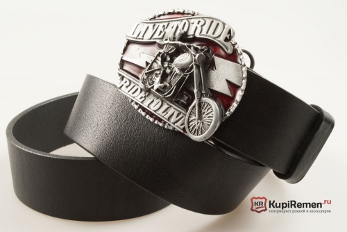 Кожаный ремень с пряжкой "Призрачный гонщик" - kupiremen.ru