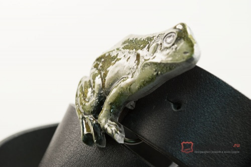 Кожаный ремень с пряжкой "FROG" (Лягушка) 3D - kupiremen.ru