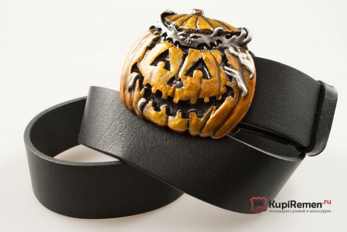Кожаный ремень с пряжкой "Helloween" 3D - kupiremen.ru