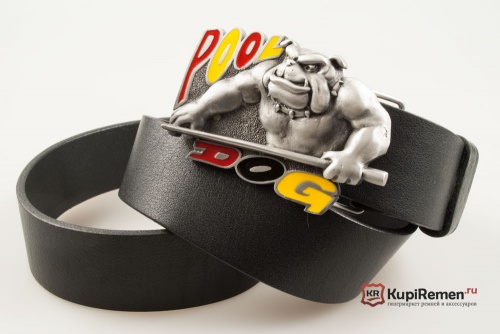 Кожаный ремень с пряжкой "POOL DOG" 3D - kupiremen.ru