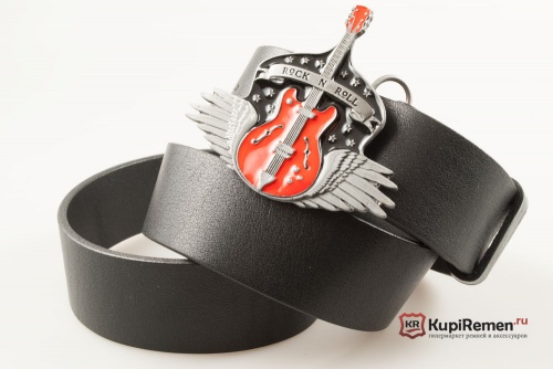 Кожаный ремень с пряжкой "ROCK n ROLL"  - kupiremen.ru