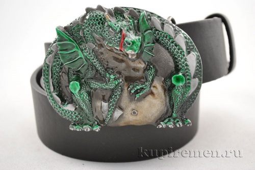 Кожаный ремень с пряжкой "FAT DRAGON" (Дракон) 3D - kupiremen.ru