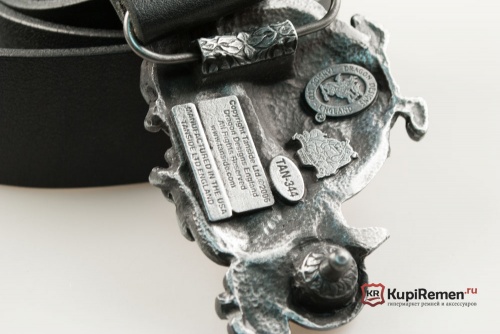 Кожаный ремень с пряжкой "SPIKE BULLDOG" (Бульдог Спайк) 3D - kupiremen.ru