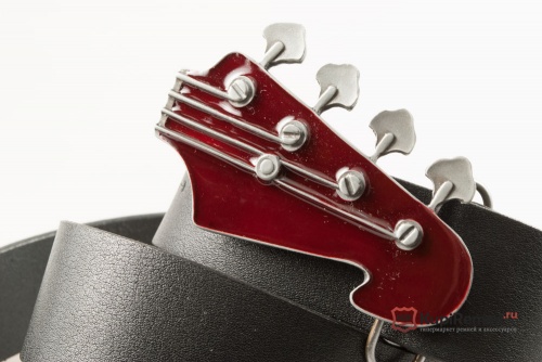 Кожаный ремень с пряжкой "BASE GUITAR HEAD" (Голова бас-гитары) - kupiremen.ru