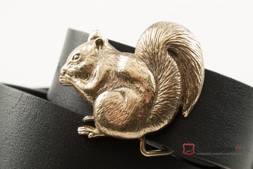 Кожаный ремень с пряжкой "SQUIRREL" (Белка) 3D - kupiremen.ru