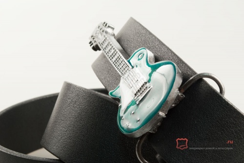 Кожаный ремень с пряжкой "GUITAR - GREEN" (Зелёная гитара) - kupiremen.ru