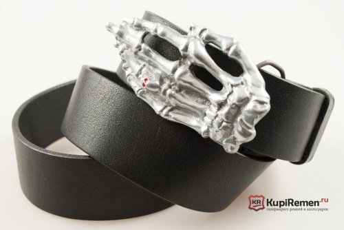 Кожаный ремень с пряжкой "Кисть скелета" 3D - kupiremen.ru