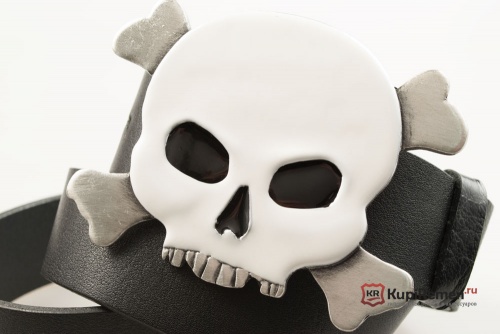 Кожаный ремень с пряжкой "SKULL LARGE" (Большой череп ) 3D - kupiremen.ru