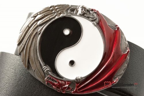 Кожаный ремень с пряжкой "YIN YANG" (Инь Янь) 3D - kupiremen.ru
