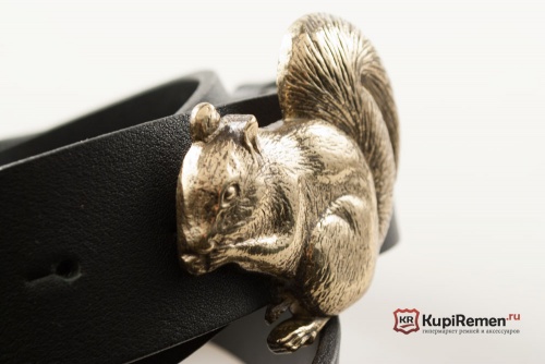 Кожаный ремень с пряжкой "SQUIRREL" (Белка) 3D - kupiremen.ru
