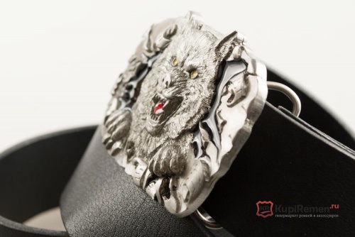Кожаный ремень с пряжкой "MAD WOLF" (Оборотень) 3D - kupiremen.ru
