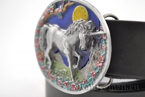 Кожаный ремень с пряжкой "UNICORN" (Единорог) 3D - kupiremen.ru