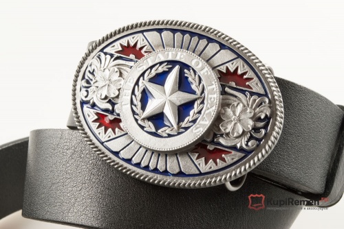 Кожаный ремень с пряжкой "The state of Texas"  - kupiremen.ru