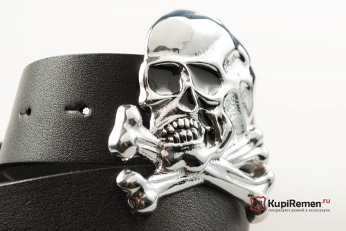 Кожаный ремень с пряжкой "SKULL AND CROSSBONES" (Череп с костями) 3D - kupiremen.ru