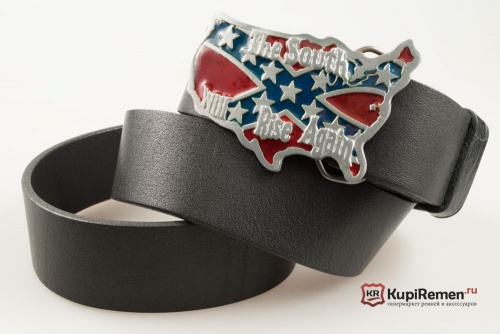 Кожаный ремень с пряжкой "The South will Rise Again" (Юг возрадится) - kupiremen.ru