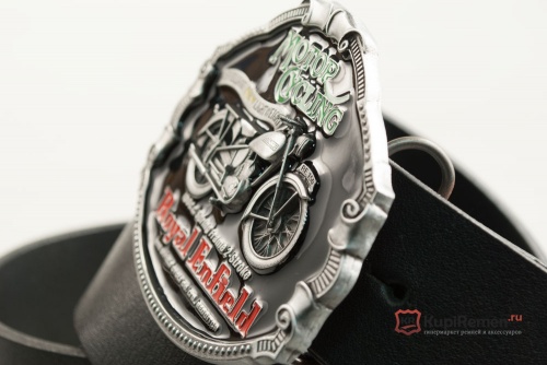 Кожаный ремень с пряжкой "ROYAL ENFIELD MOTO" 3D - kupiremen.ru