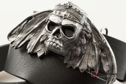 Кожаный ремень с пряжкой "KING OF DEATH" - kupiremen.ru