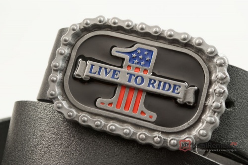 Кожаный ремень с пряжкой "LIVE TO RIDE" (Живи, чтобы ездить) 3D - kupiremen.ru