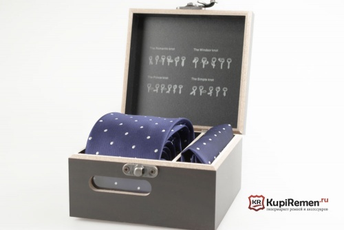 Мужской галстук с нагрудным платком Roberto Fzancrin в деревянной коробке - kupiremen.ru