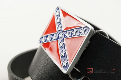 Кожаный ремень с пряжкой "CONFEDERATE FLAG" (Флаг Конфедерации) 3D - kupiremen.ru