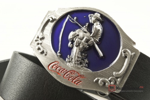 Кожаный ремень с пряжкой "Coca-Cola рыбак" - kupiremen.ru
