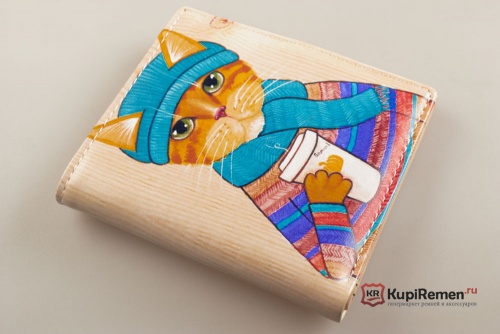 Маленький женский кошелёк с принтом "Рыжий кот" - kupiremen.ru