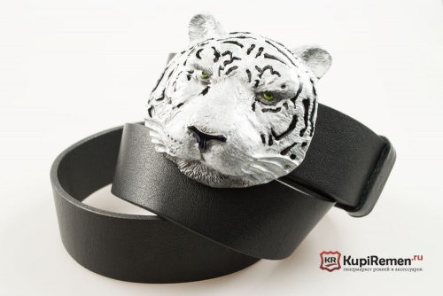 Кожаный ремень с пряжкой "SIBERIAN TIGER" (Сибирский белый тигр) 3D - kupiremen.ru