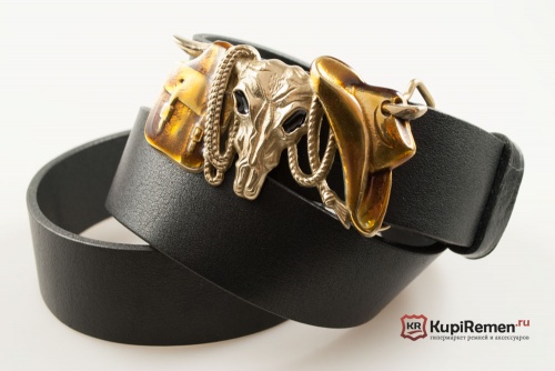 Кожаный ремень с пряжкой "STEER - SADDLEBAGS" - kupiremen.ru