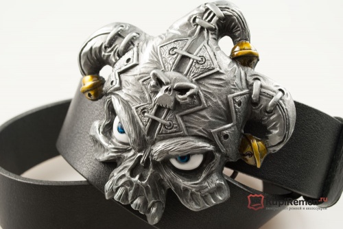 Кожаный ремень с пряжкой "JOKER SKULL" (Череп шута) 3D - kupiremen.ru