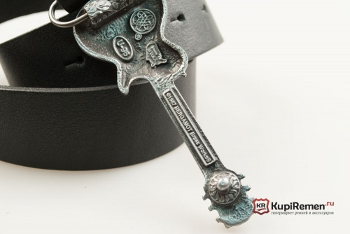 Кожаный ремень с пряжкой "GUITAR - YELLOW" Электрогитара - жёлтая" 3D - kupiremen.ru