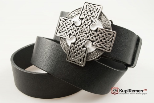 Кожаный ремень с пряжкой "Кельтский крест" - kupiremen.ru