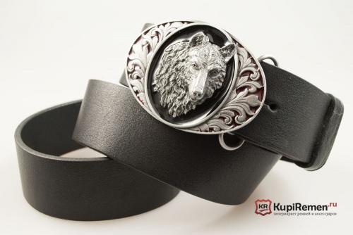Кожаный ремень с пряжкой "WOLF HEAD" (Голова волка) 3D - kupiremen.ru
