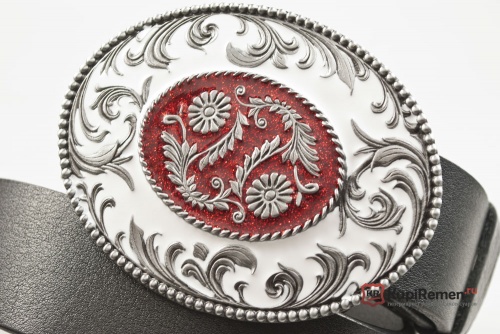 Кожаный ремень с пряжкой "OVAL SCROLLS" (Овальные завитки) - kupiremen.ru