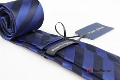 Синий мужской галстук Roberto Fabbiani в полоску - kupiremen.ru