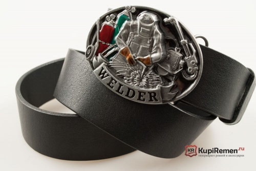 Кожаный ремень с пряжкой "WELDER" (Сварщик) 3D - kupiremen.ru