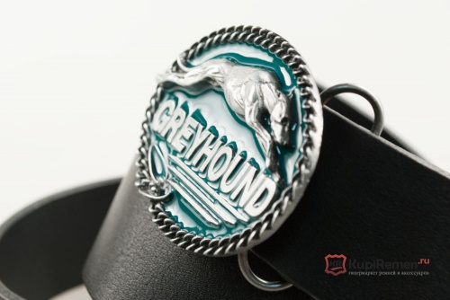 Кожаный ремень с пряжкой "Greyhound" (Борзая) 3D - kupiremen.ru