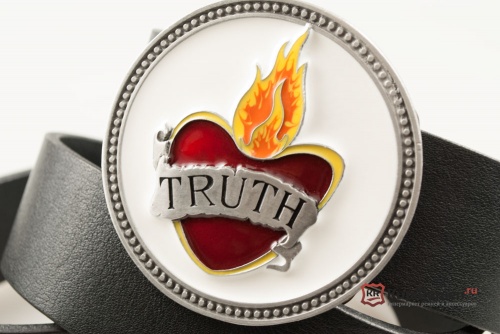 Кожаный ремень с пряжкой "TRUTH" (правда) - kupiremen.ru