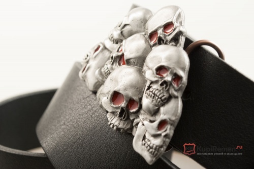 Кожаный ремень с пряжкой "PILE OF SKULLS" (Груда черепов) 3D - kupiremen.ru