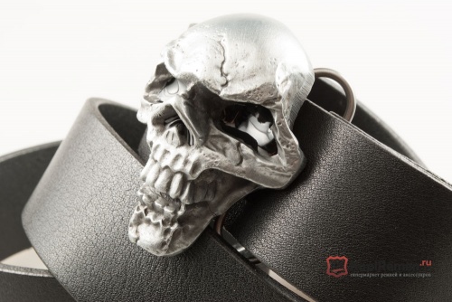 Кожаный ремень с пряжкой "3D SKULL" (Череп 3D) - kupiremen.ru