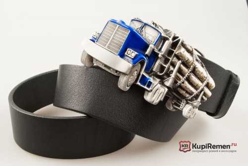 Кожаный ремень с пряжкой "Лесовоз" 3D - kupiremen.ru