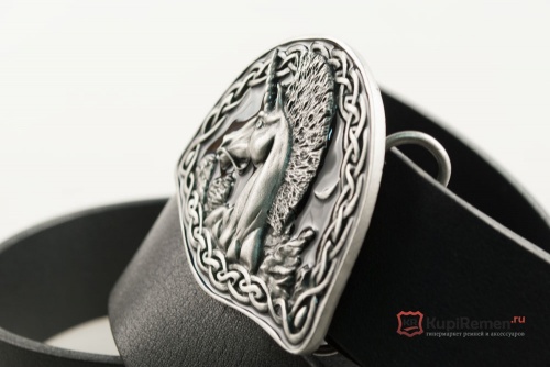 Кожаный ремень с пряжкой "CELTIC UNICORN" (Кельтский единорог) 3D - kupiremen.ru