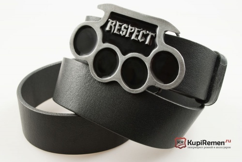Ремень кожаный с прягой "Respect" - kupiremen.ru